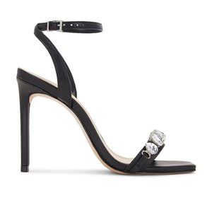 Schutz Revolve Statement Black Lylah Strappy Rhinestone Sandal